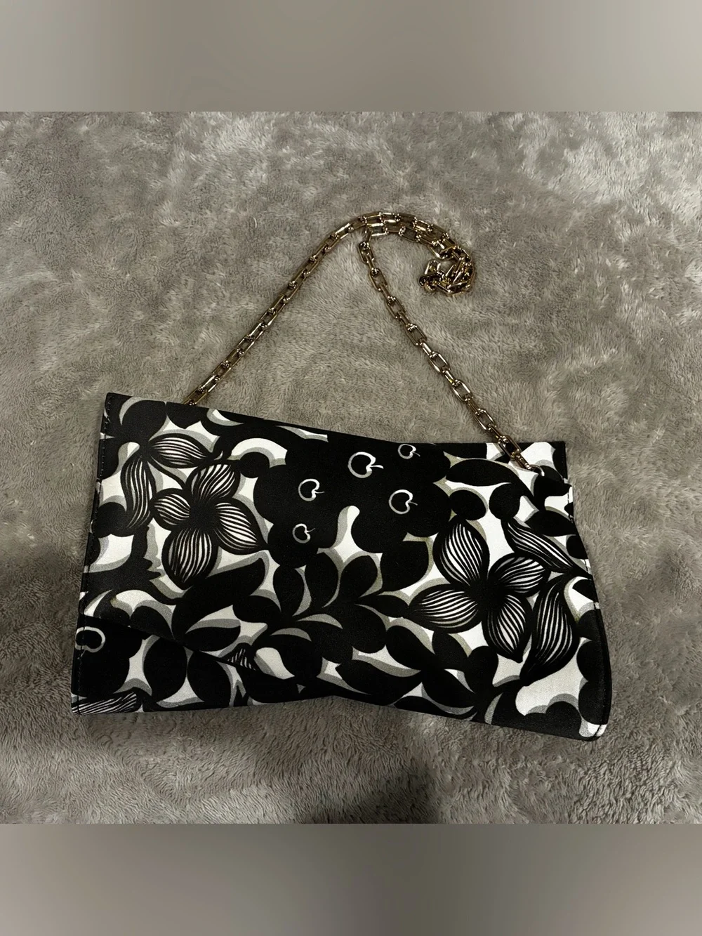 Christian Louboutin Folded Black & White Chain-Handle Purse
